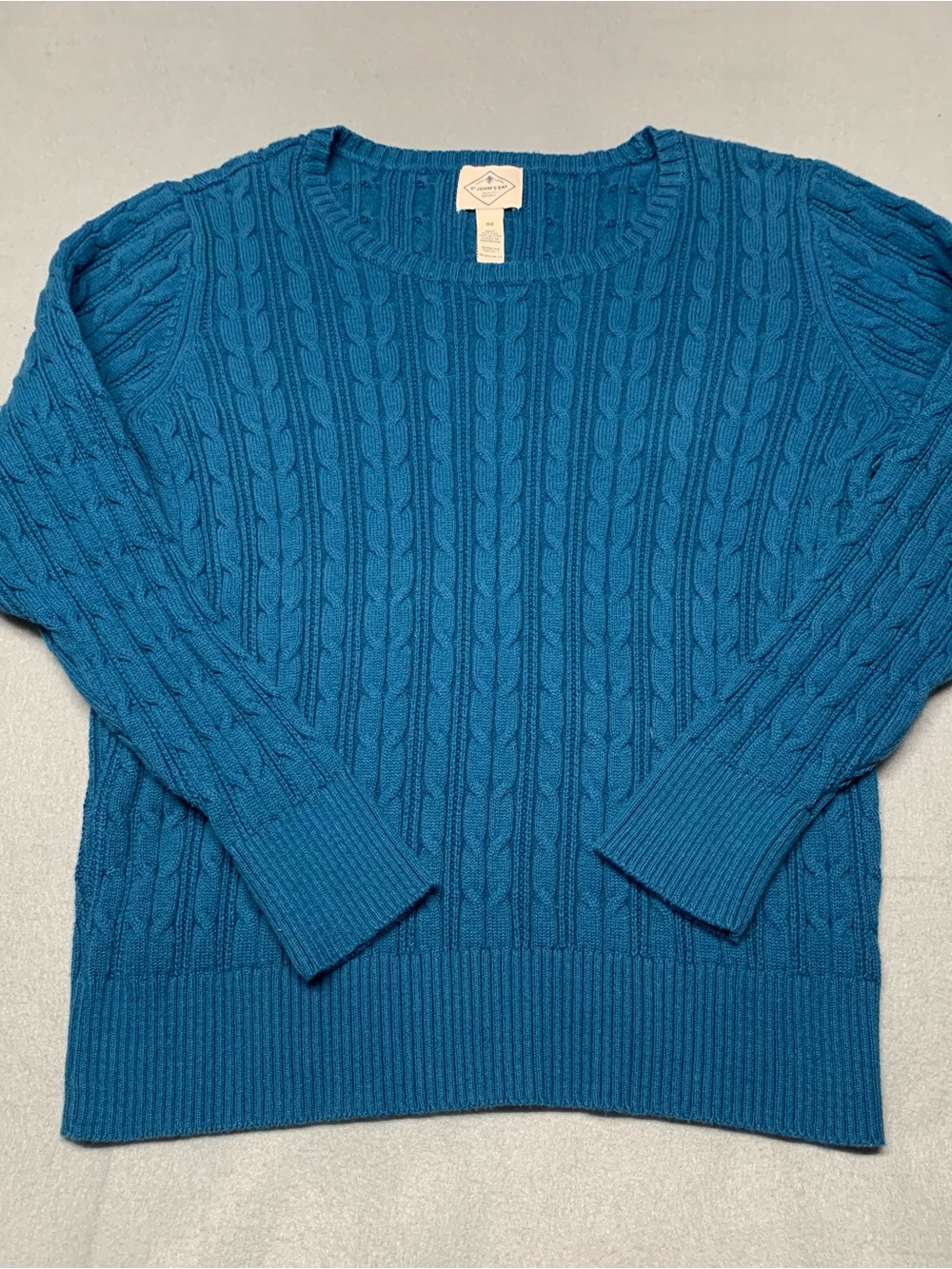 St. John's Bay Teal Cable Knit Crewneck Sweater